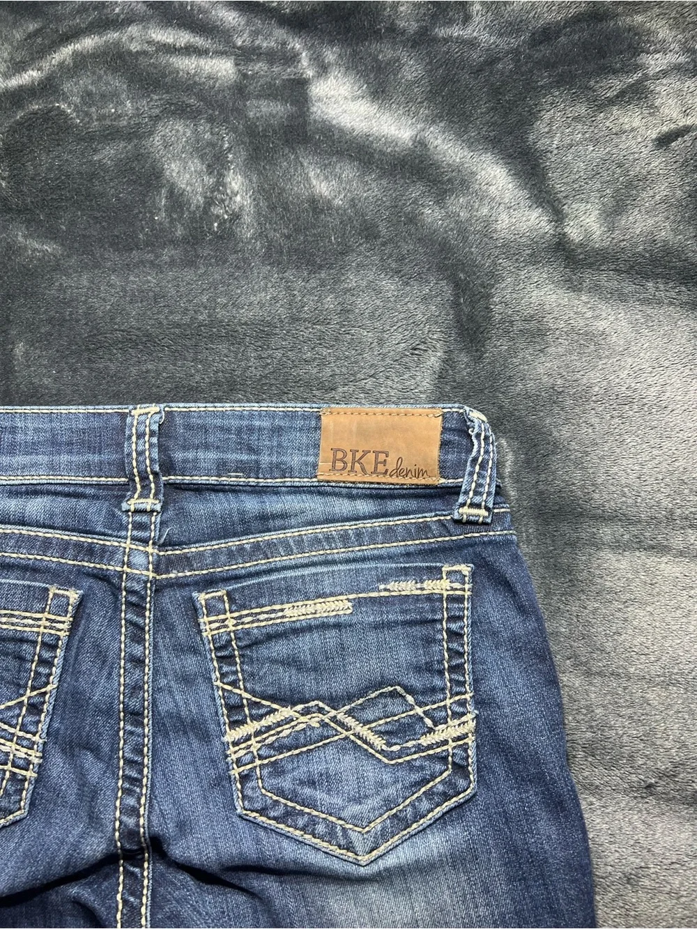bke girls Mid-Rise Straight Leg Jeans in Dark Blue Wash